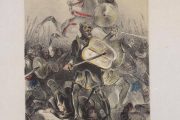رسم بالرصاص والألوان لمقتل “دون سيبستيان” في معركة القصر الكبير ( وادي المخازن )/ مدونة أسماء التمالح